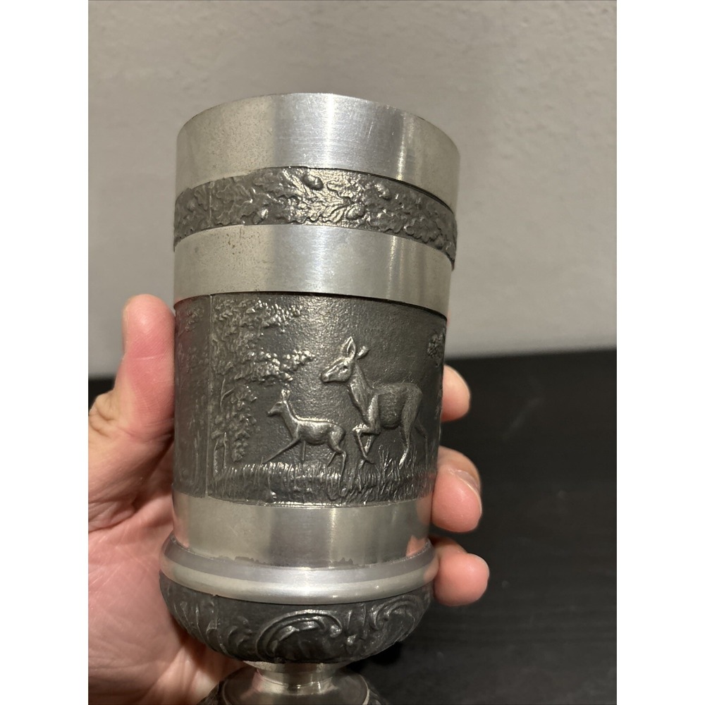 Vintage Mullingar Ireland Pewter Goblet with Deers - Picture 5 of 16